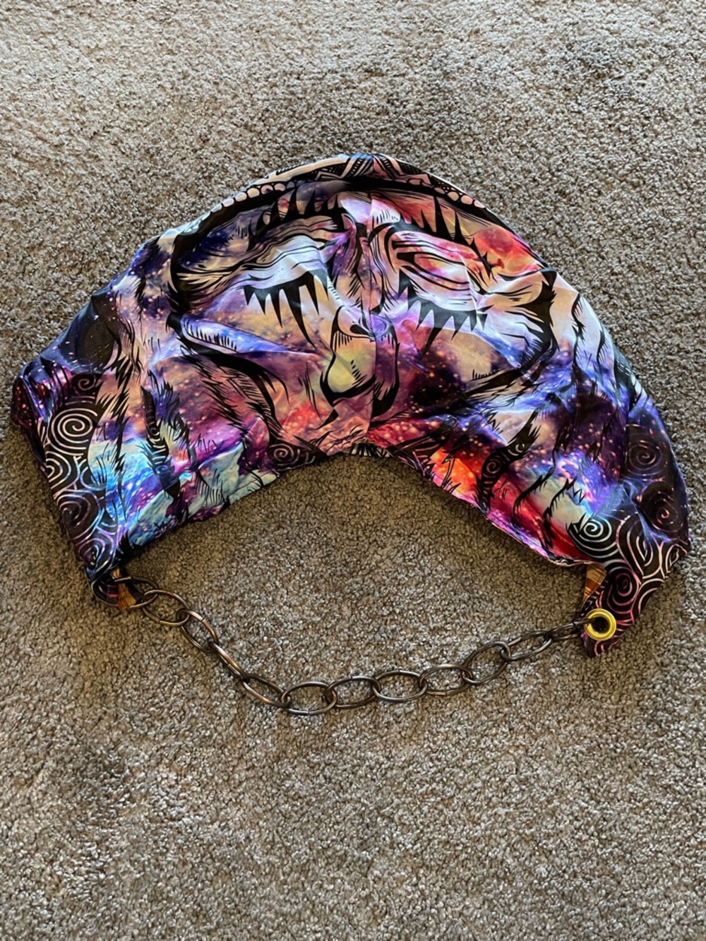 NWOT Multicolored Rave Hood with Chain - Picture 4 of 7